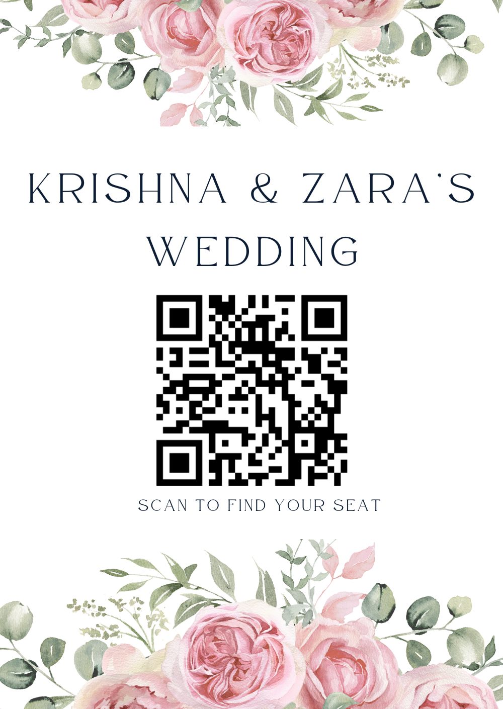 Preview of the rustic wedding seating chart template with wood-grain background and sage accents