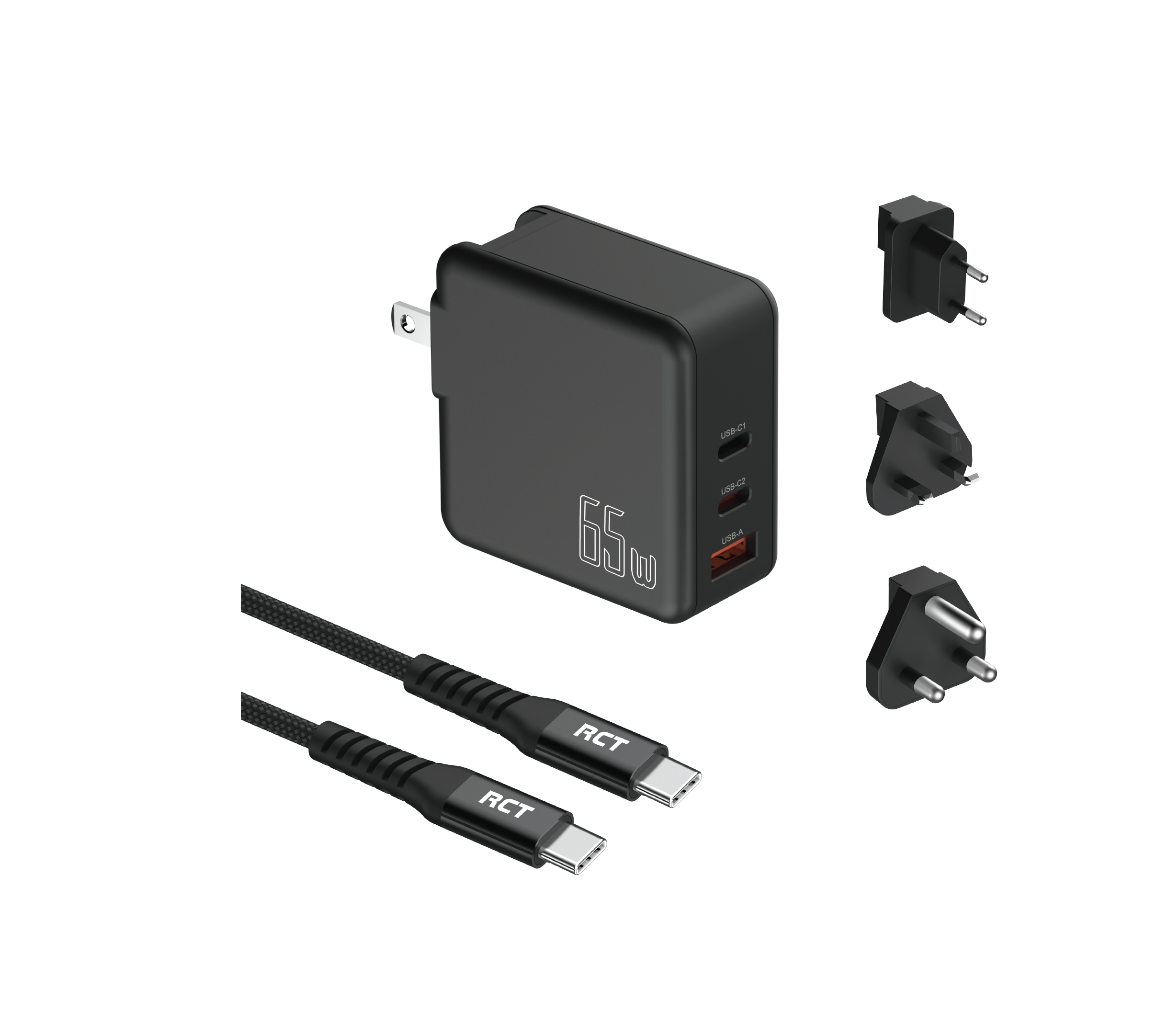RCT Charging Travel kit (65W) with EU, UK and SA Plug