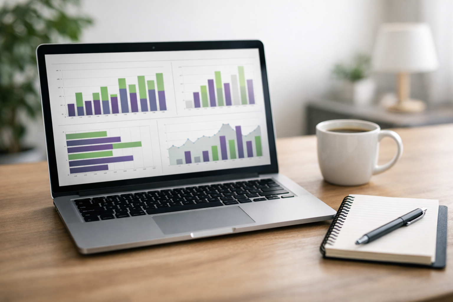 Laptop mit Analytics-Dashboard zu Nutzerverhalten auf einem Schreibtisch