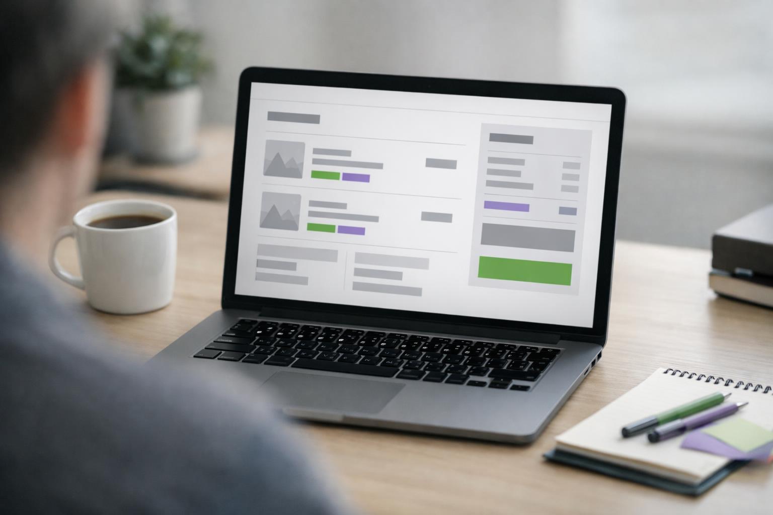 Person analysiert am Laptop einen Checkout-Prozess im Onlineshop