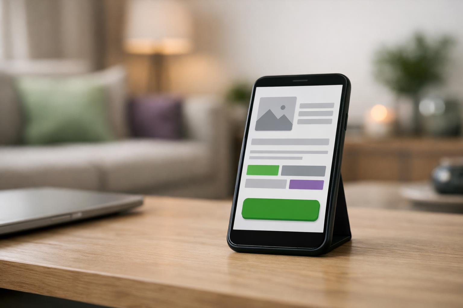 Hand tippt auf Smartphone-Bildschirm einen Bestellbutton in einem Onlineshop