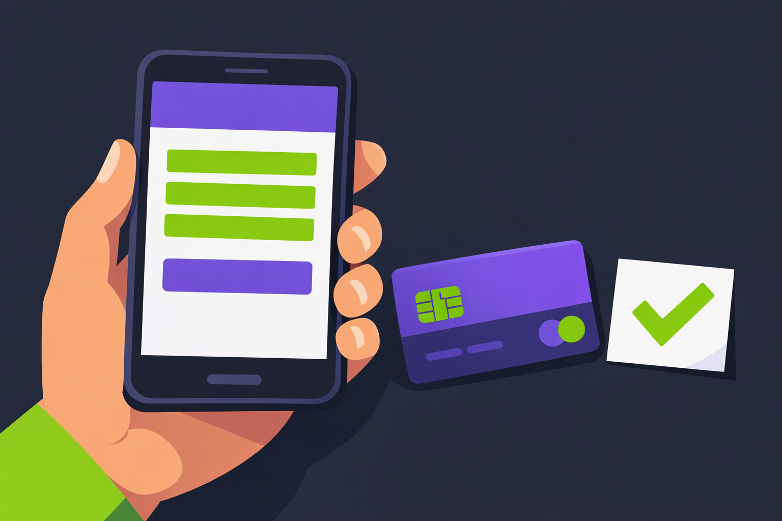 Smartphone mit Checkout-Formular und Kreditkarte für mobile Zahlungsabwicklung im Onlineshop