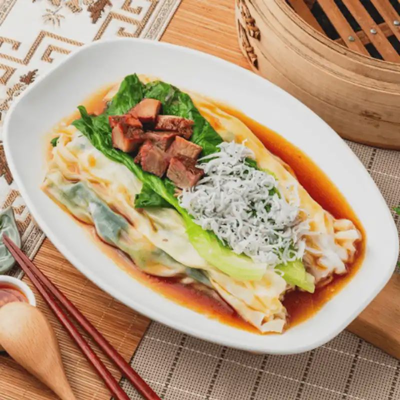 叉燒+吻仔魚雙拼腸粉