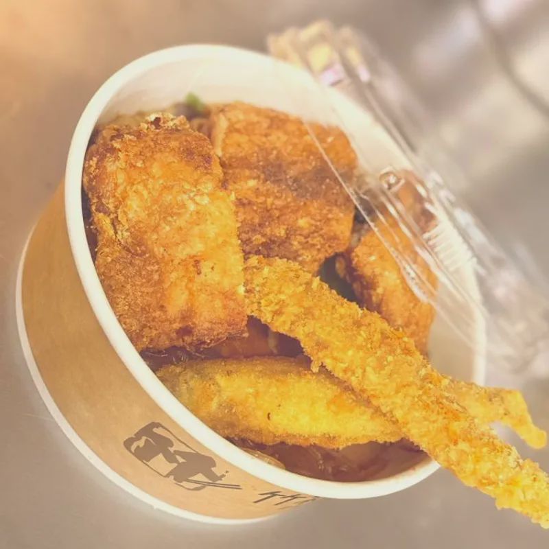 炸雞腿+柳葉魚飯