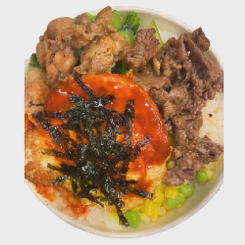 牛豬雙拼韓式拌飯