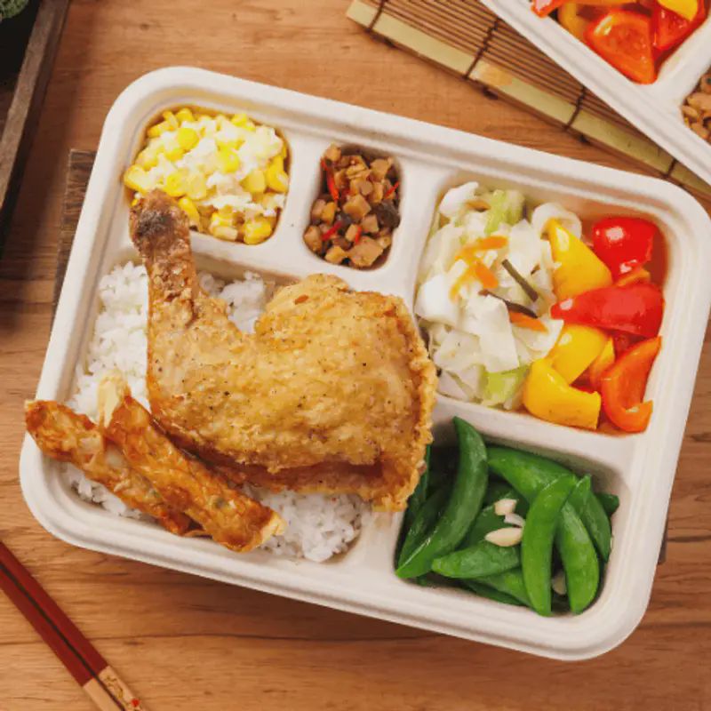 雞腿+蝦捲飯