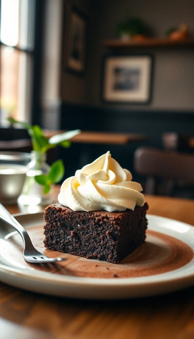 BROWNIE WITH WHIPPED CREAM