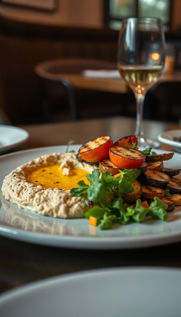 Hummus and grilled vegetables