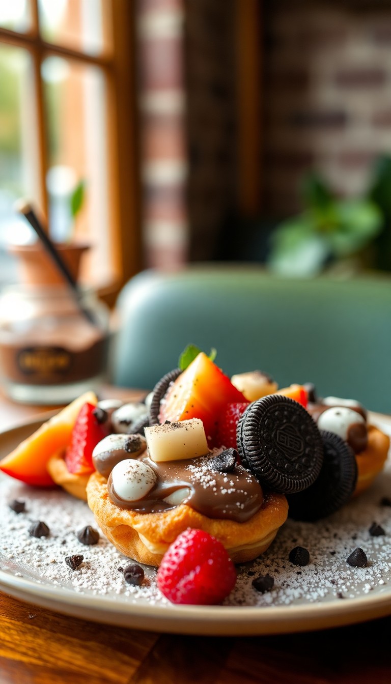 Met OREO kruimels, fruit & Nutella