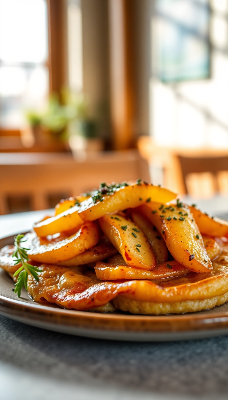Pannenkoek met appel, gember en poedersuiker