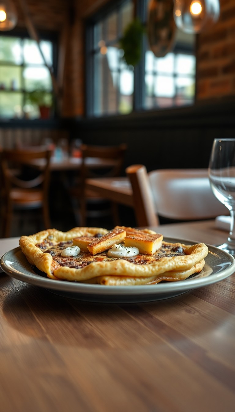 Pannenkoek met spek, appel en kaas