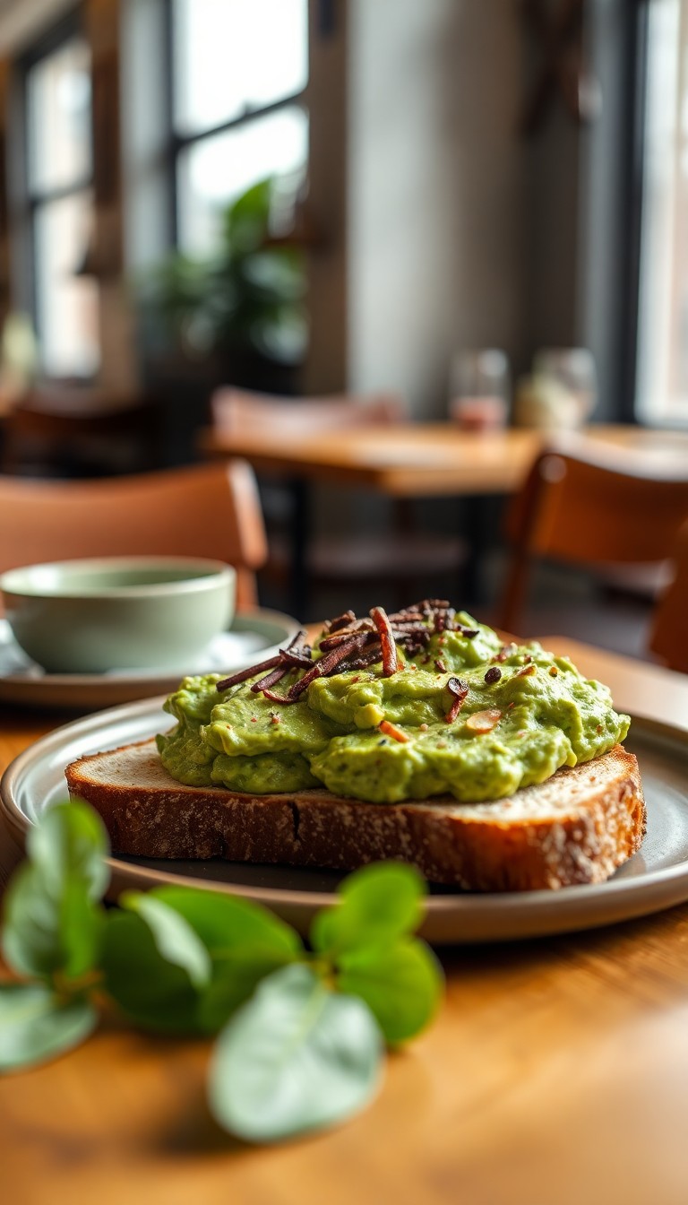 Smashed avocado met roerei & toast