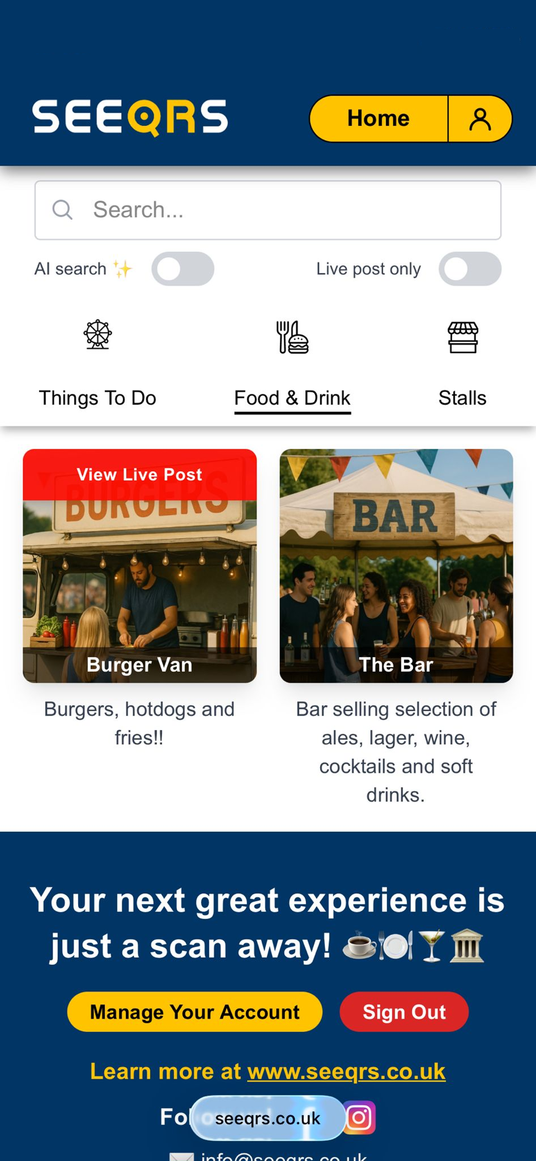 SEEQRS app preview screen 2