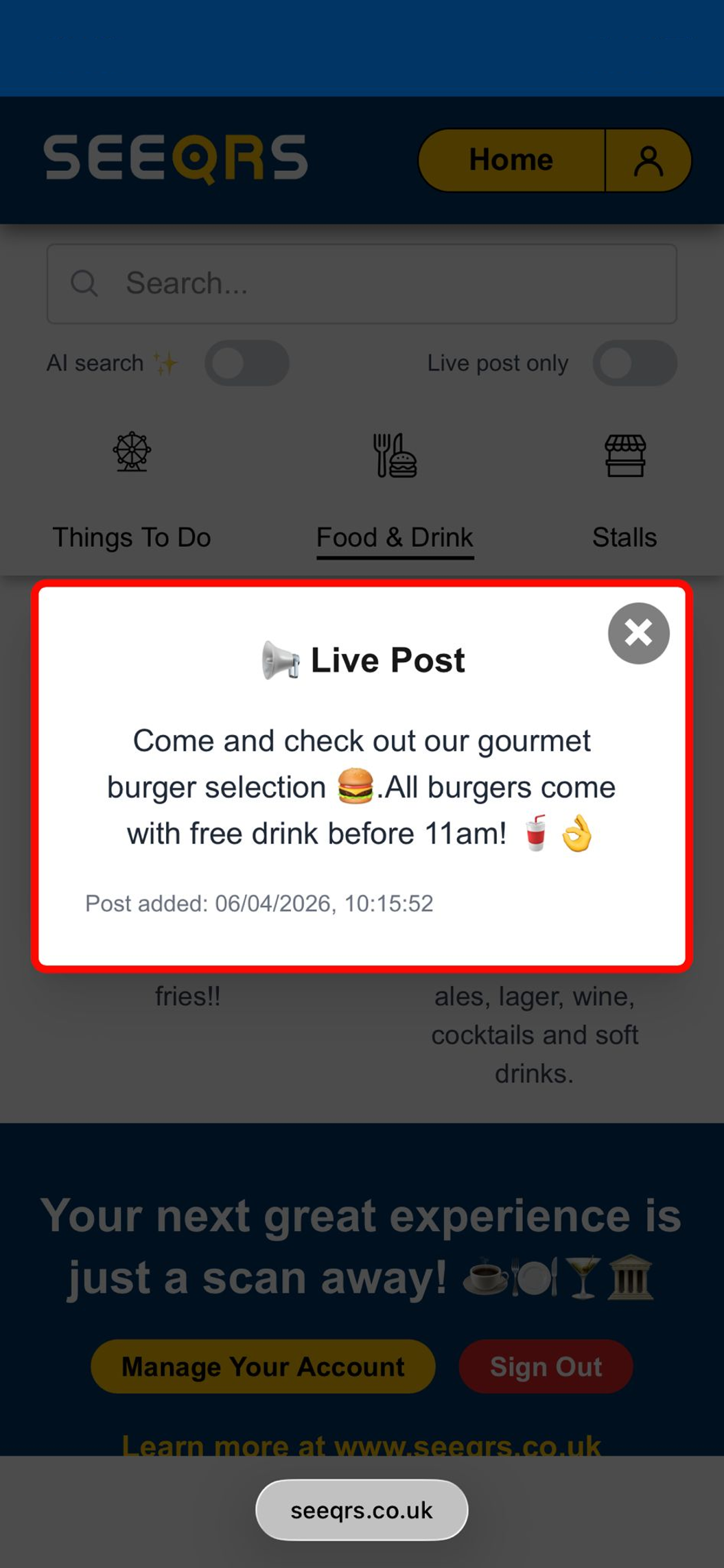SEEQRS app preview screen 5