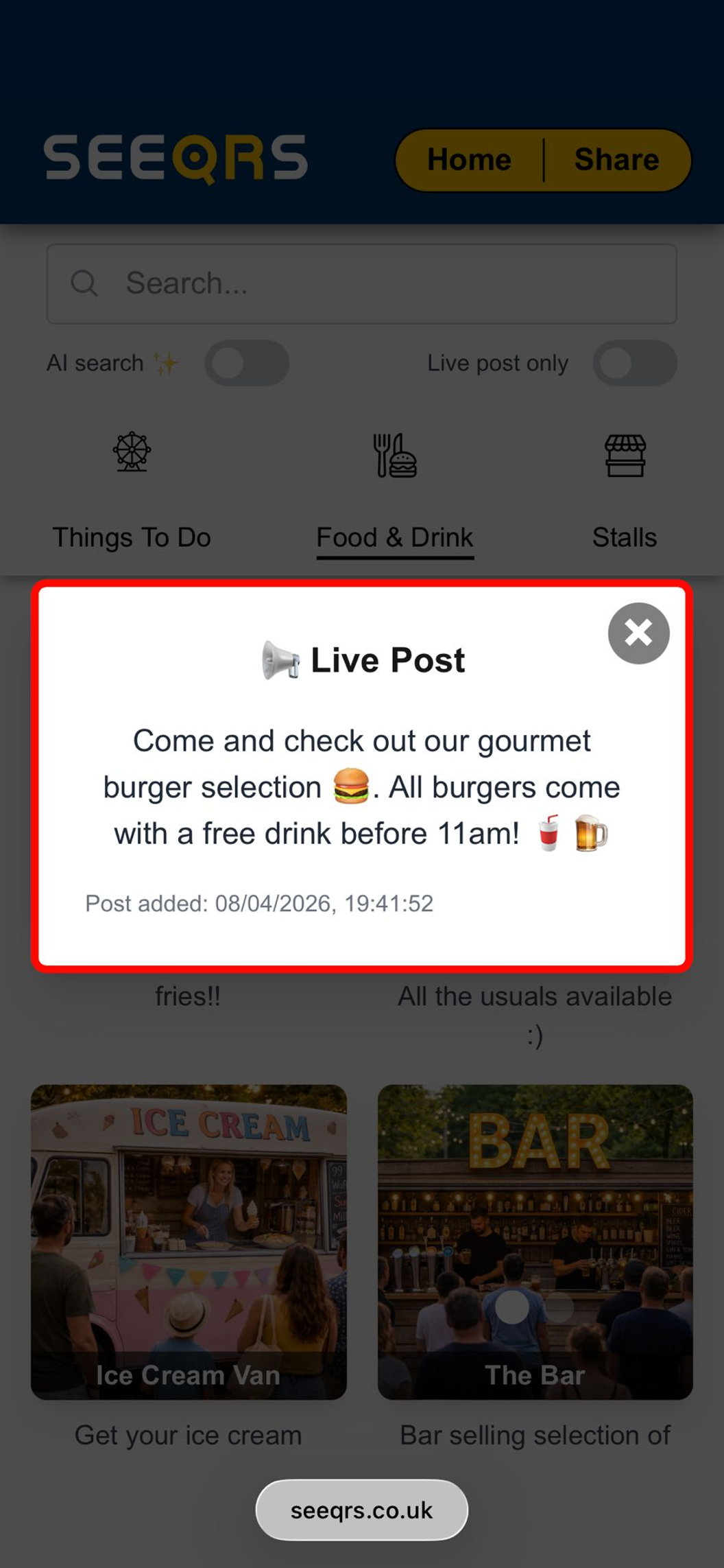 SEEQRS app preview screen 3