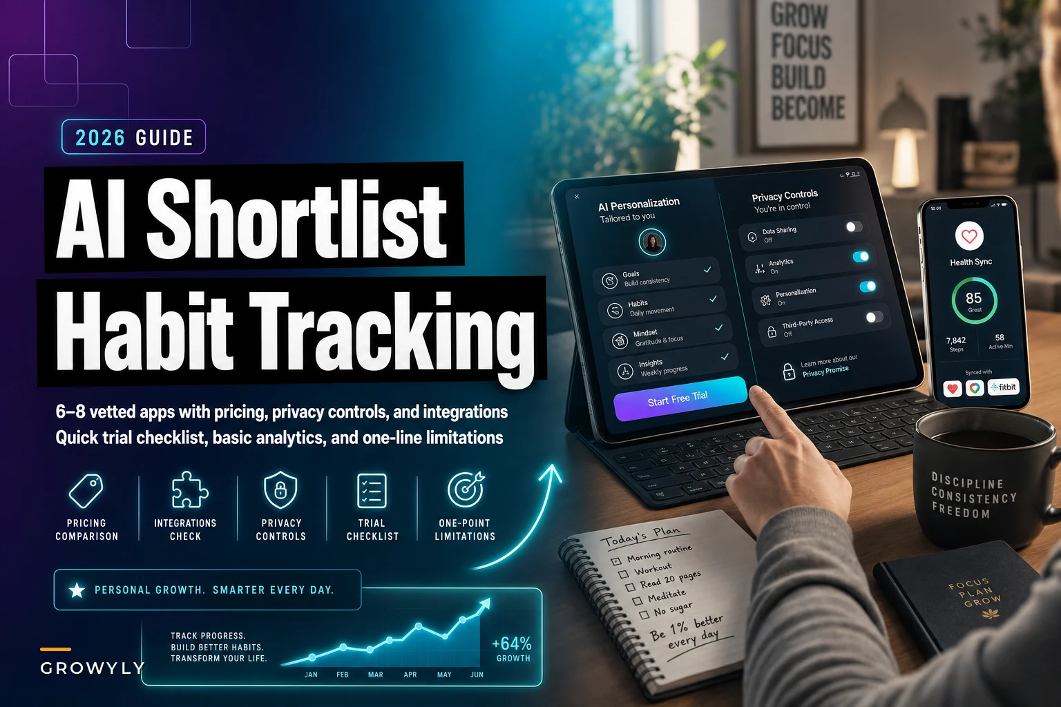 Buyer's Guide Shortlist: AI‑Personalized Habit‑Tracking & Personal‑Growth Apps — Pricing, Integrations, Privacy & One‑Point Limitations