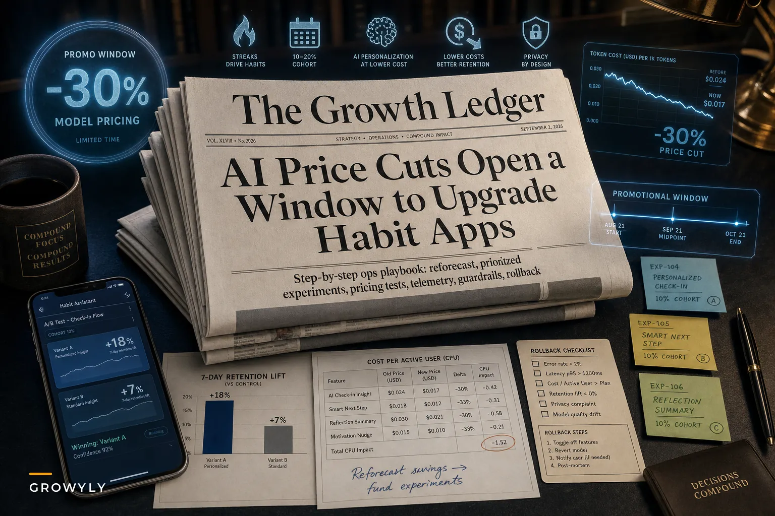 How Recent AI Model Price Cuts Create a Window to Upgrade Habit‑Tracking Apps — A Practical Ops Playbook