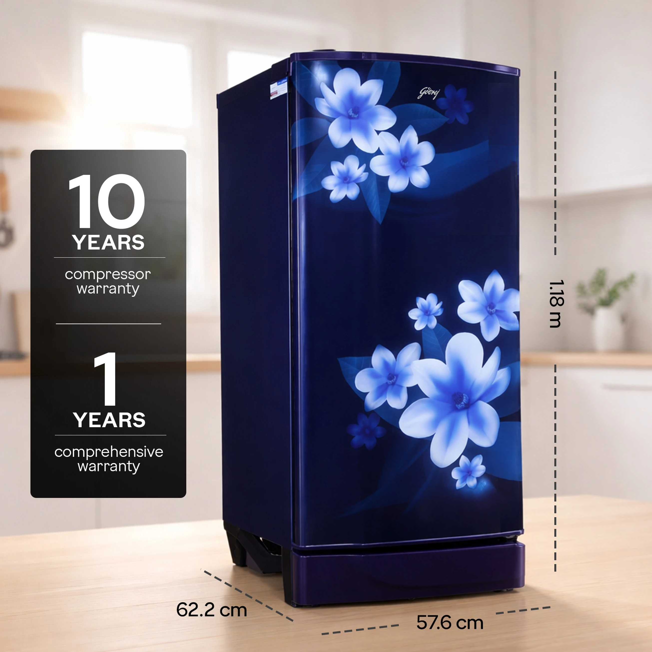 Godrej 180 L Direct Cool Single Door 1 Star Refrigerator (Pep Blue, RD EDGE 205AN WRF PP BL) image 3