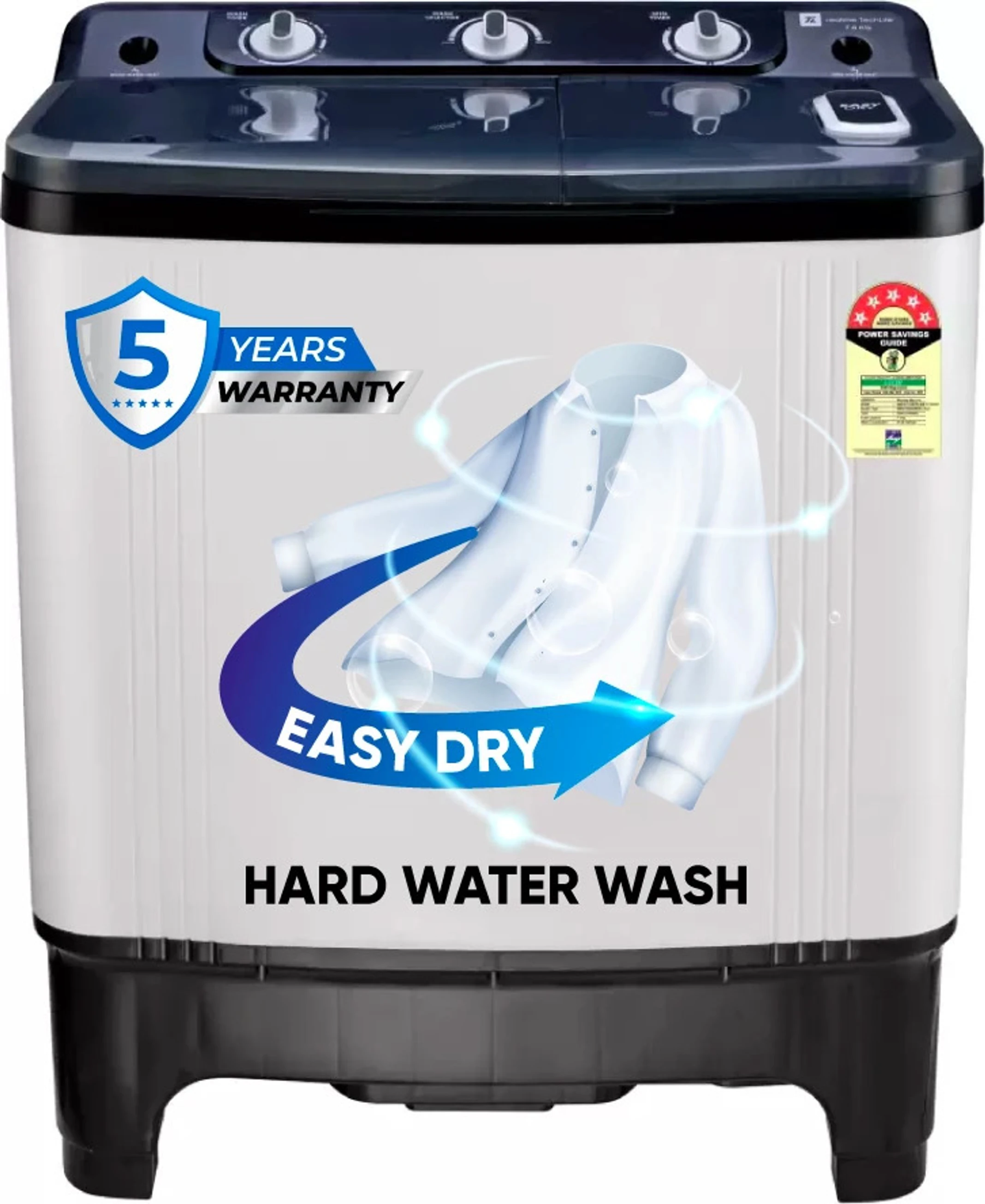 realme TechLife 7 kg 5 Star rating Semi Automatic Top Load White, Black (RMSA705NNNDW)