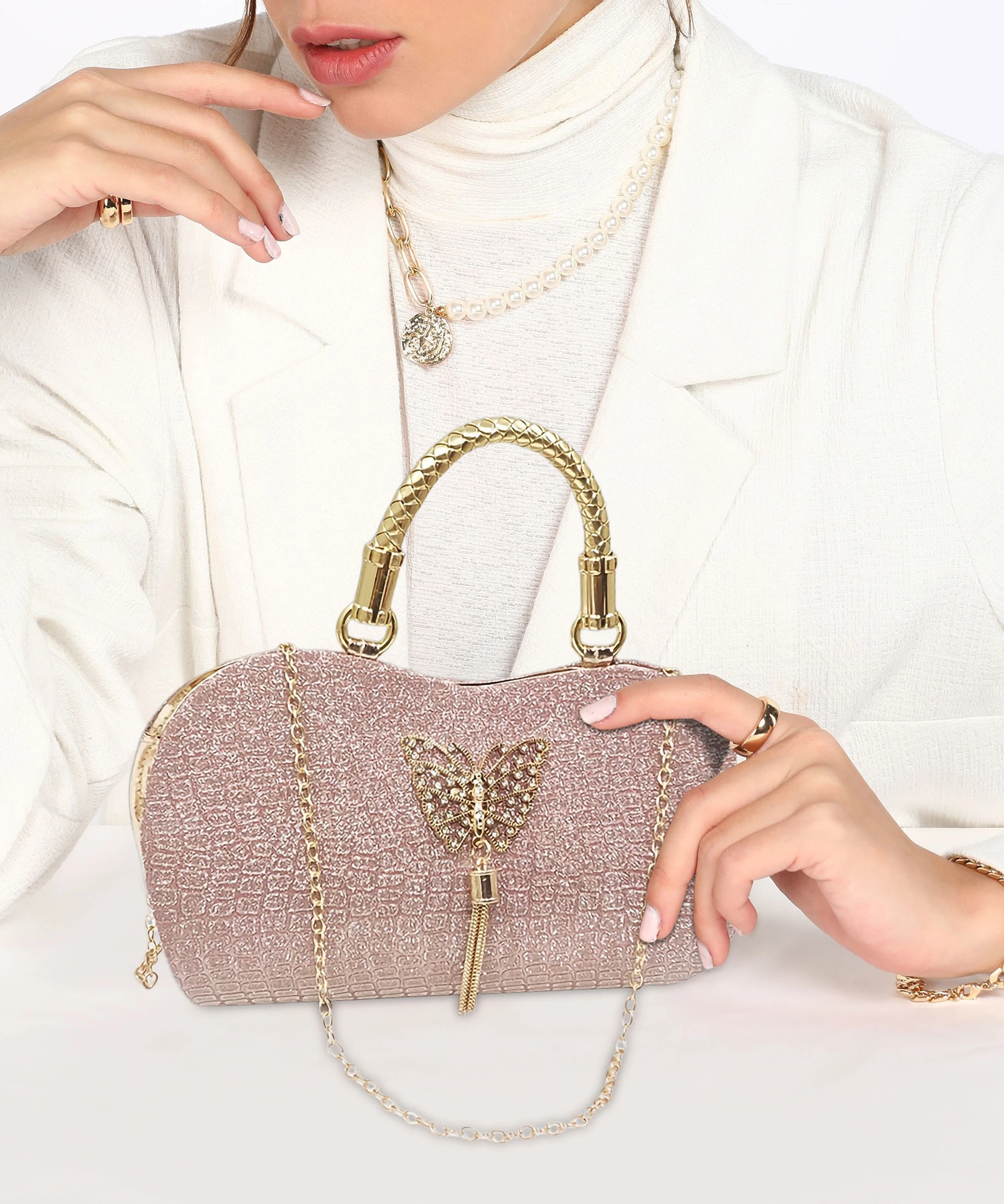 magnifique Pink Women Sling Bag Party Wear Clutch / for Girls / Women - Small Size image 2