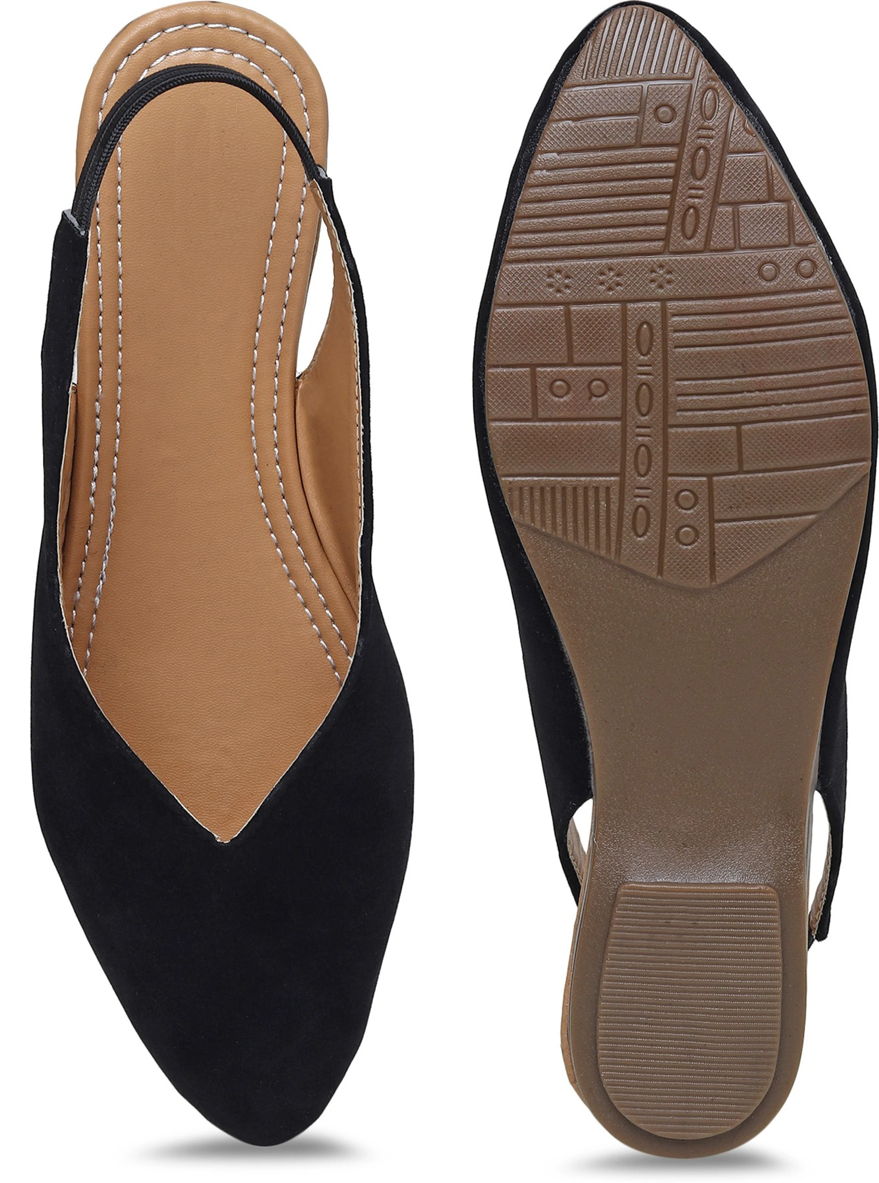 Shoestail Women Flats Sandal (Black , 7)