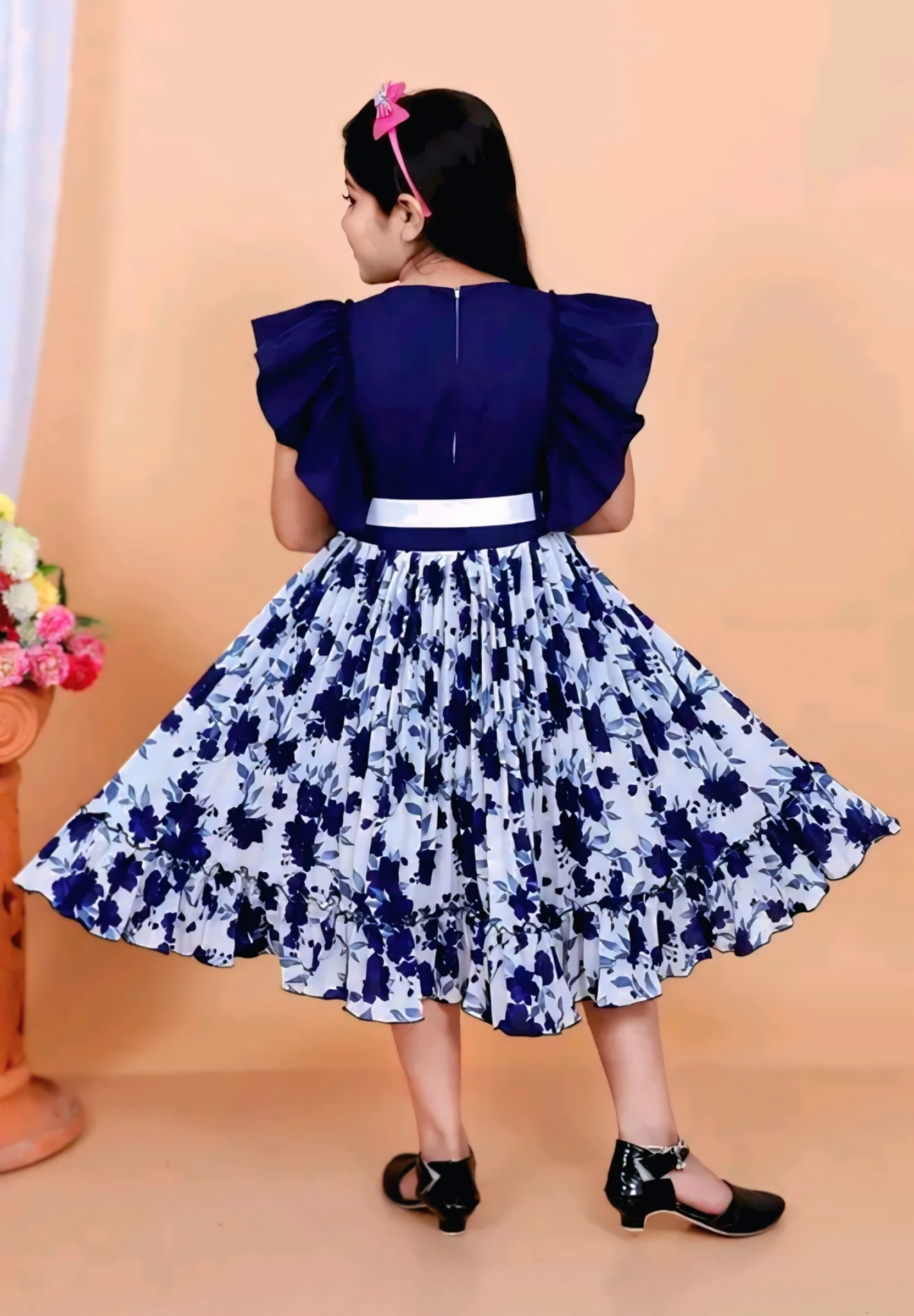 befab enterprise Girls Midi/Knee Length Casual Dress (Red, Cap Sleeve) image 3