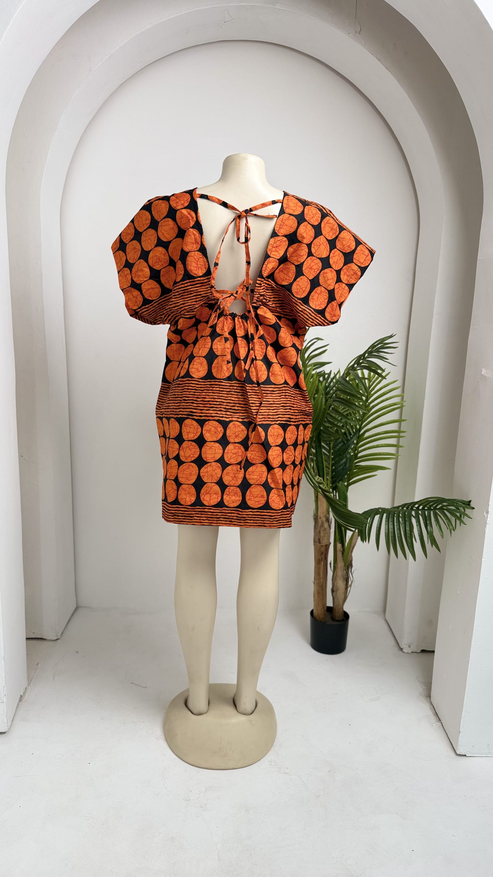 Orange Backless T-Shirt Dress
