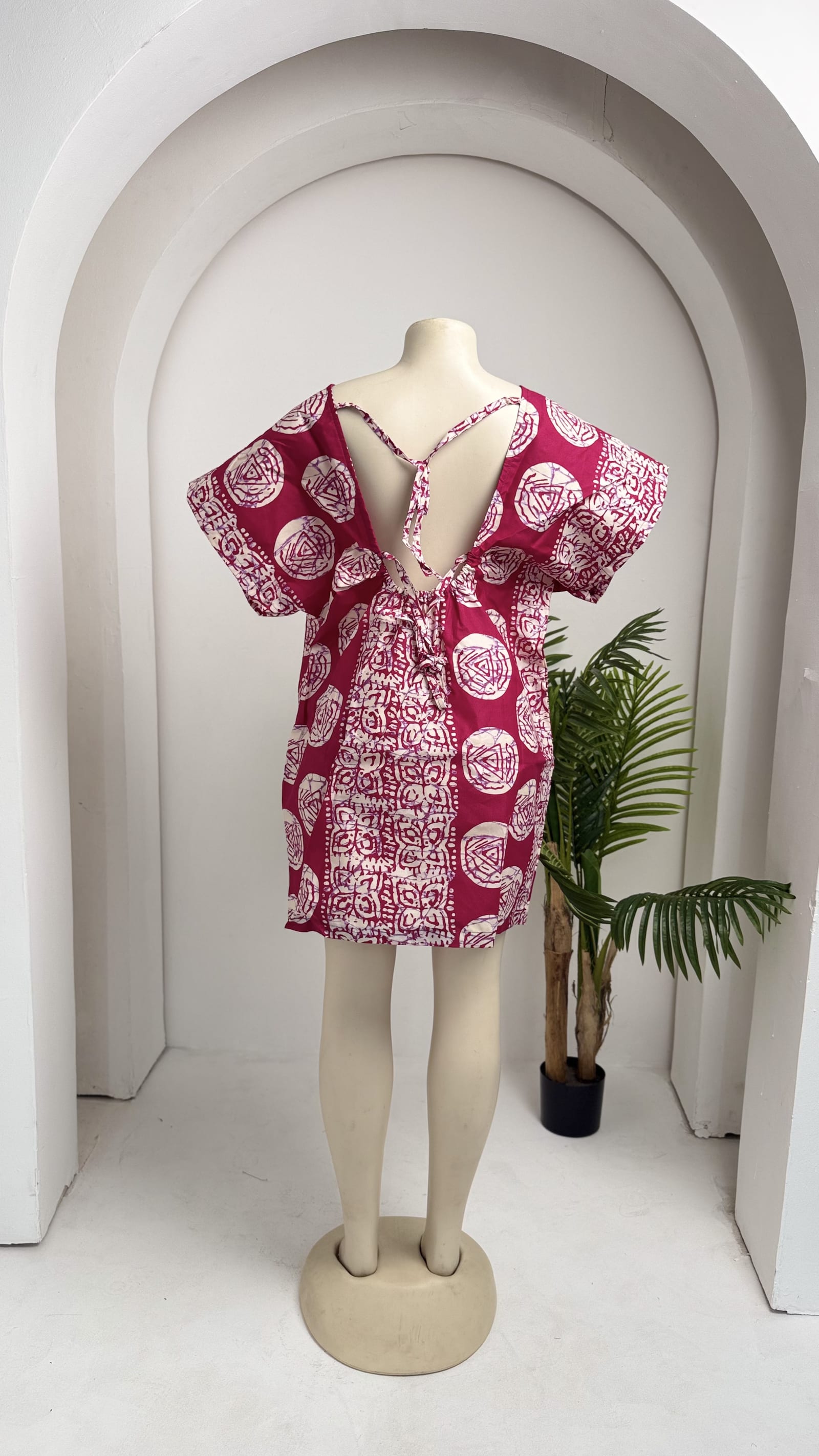 Pink Backless T-Shirt Dress