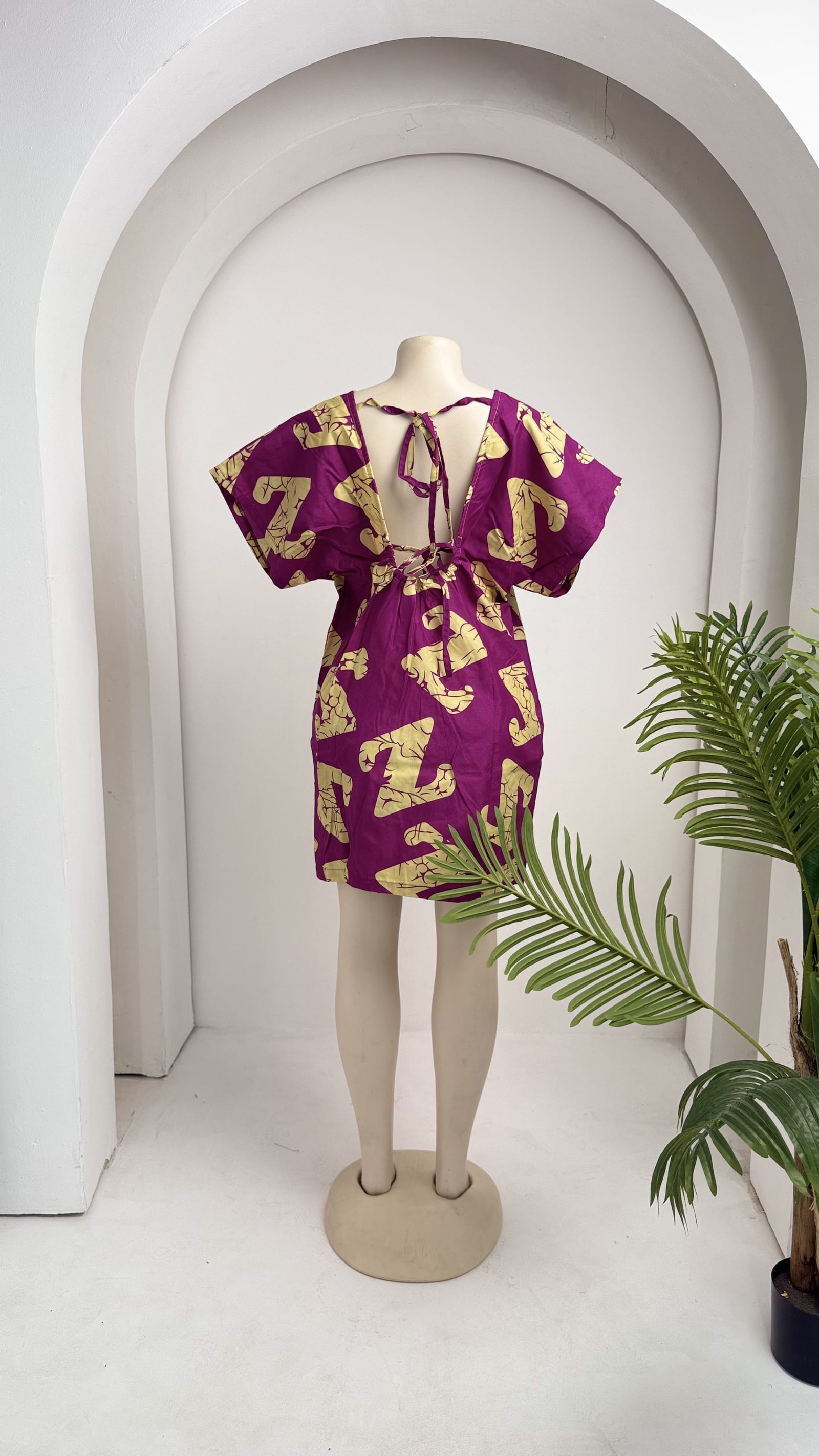Purple Backless T-Shirt Dress