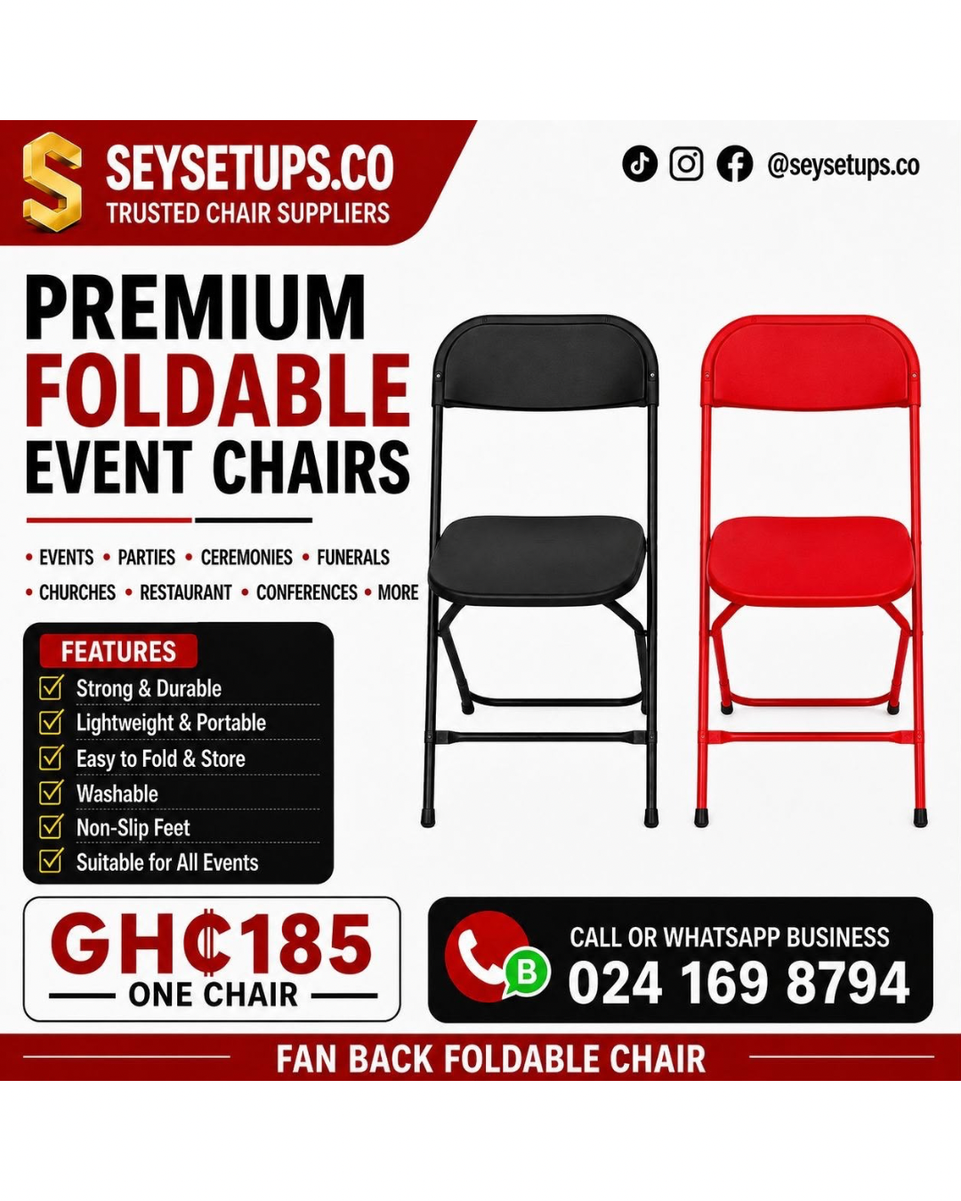 Flat Back Foldable Chair