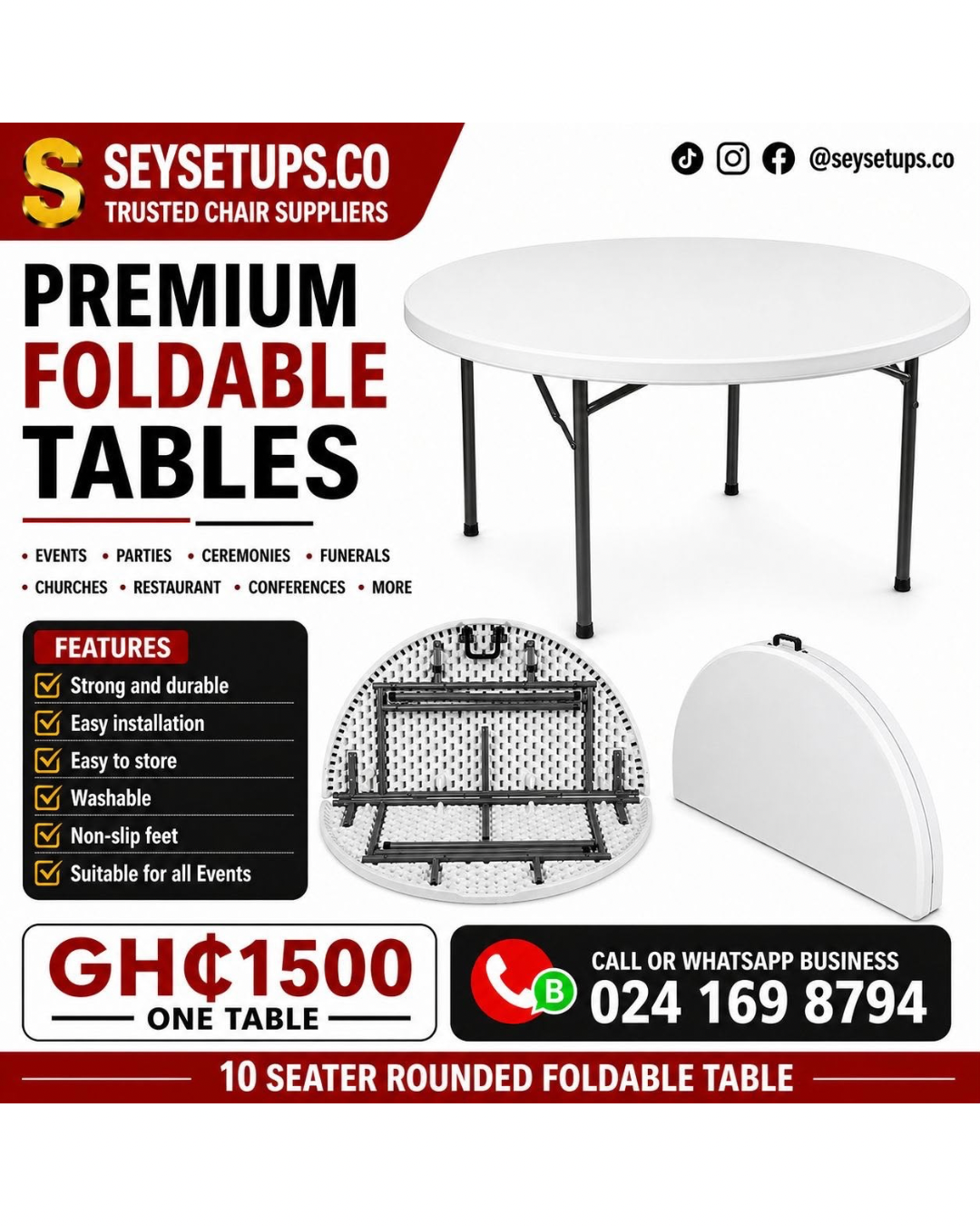 10 Seater Foldable Table