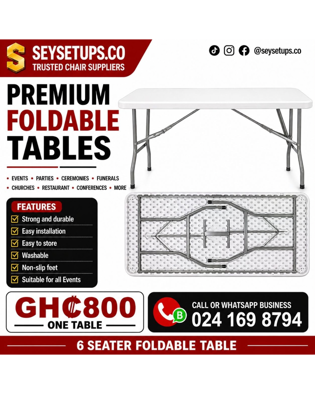 6 Seater Foldable Table