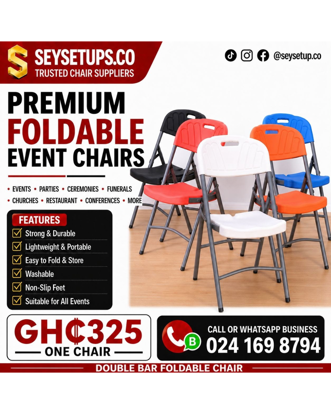 Double & Single Bar Foldable Chair