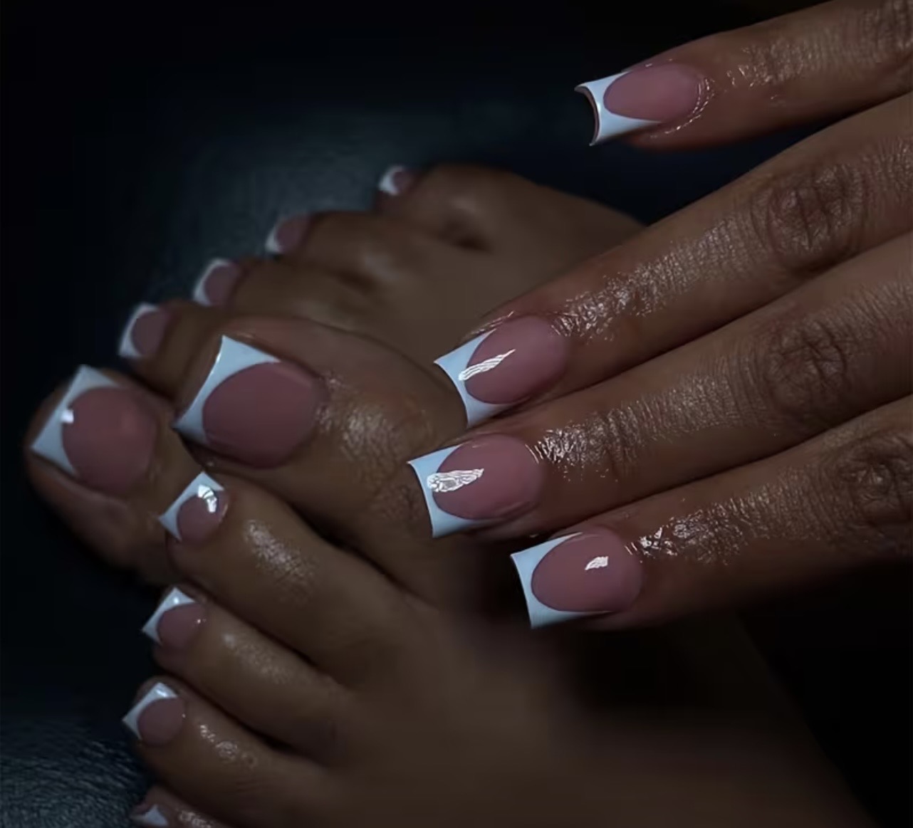 Fingers and toes (light blue French tips)