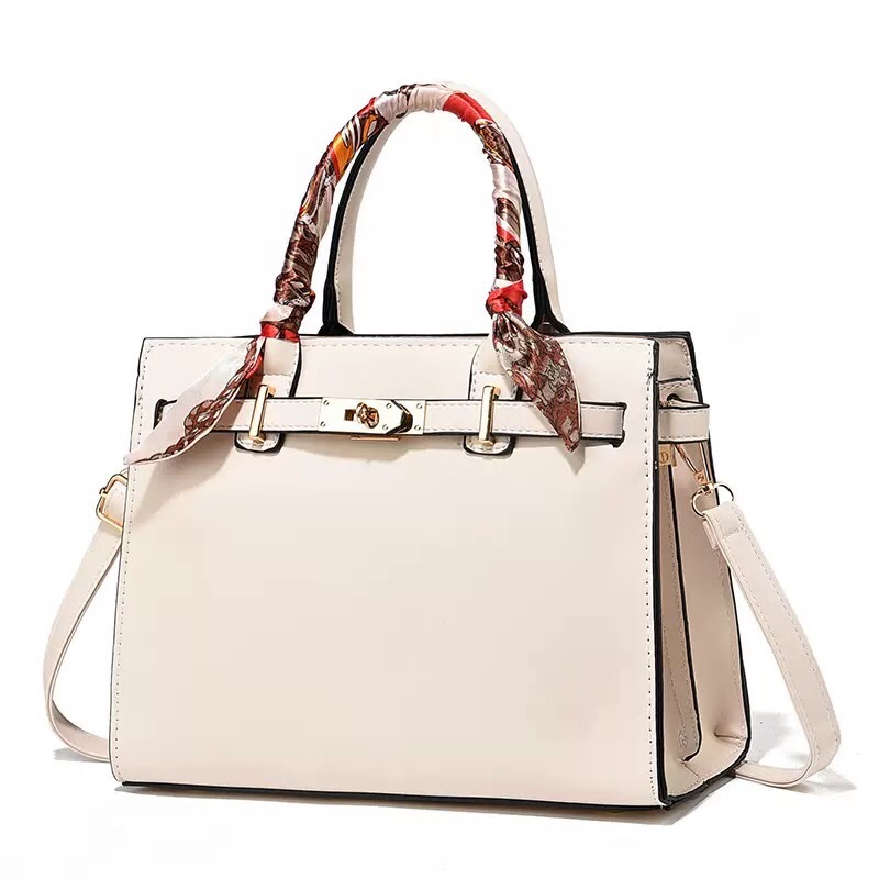 White Kelly Leather Bag 