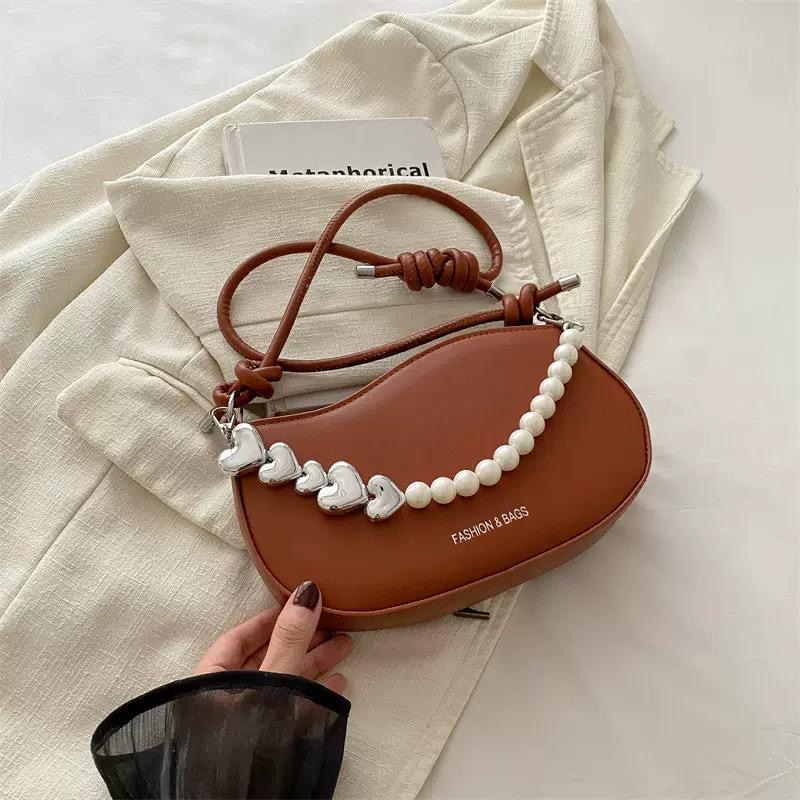 Leather Brown Bag with Bead 
