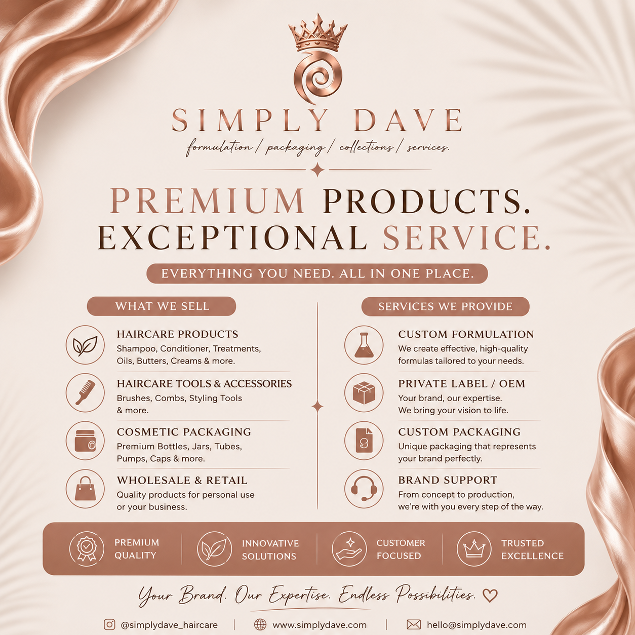 Haircare products and tools, Private labels, wholesale and Luxurious Packaging