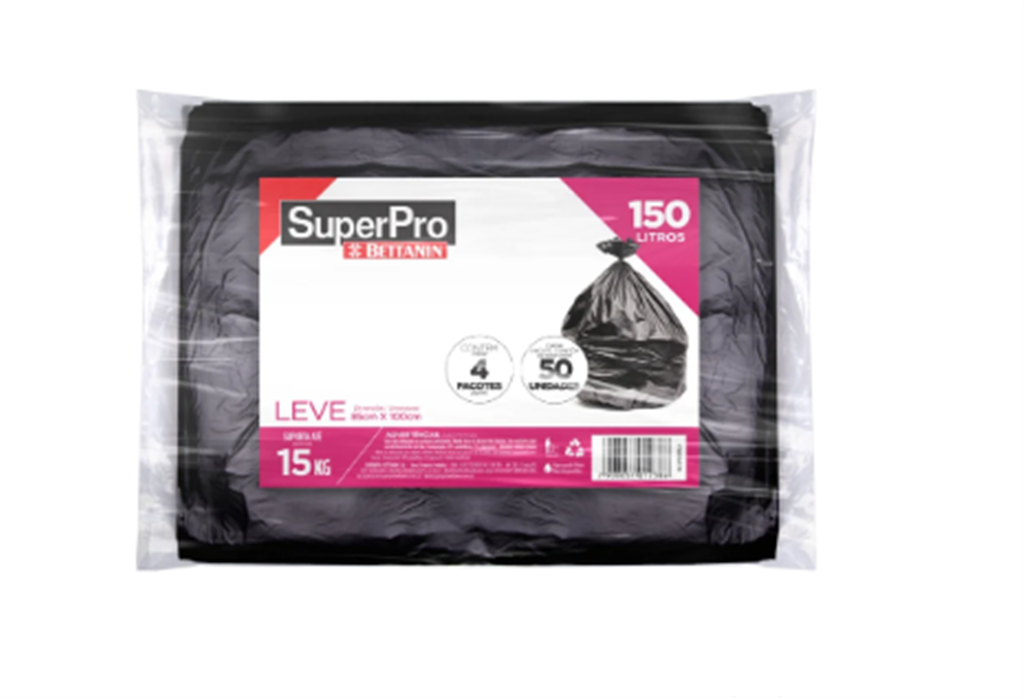 Saco Lixo - Preto - 150l (leve) C/50 - Rolo