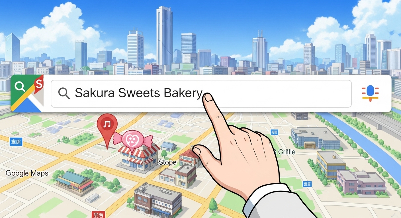 Visual representation of attracting local visitors through map search and SEO strategies.