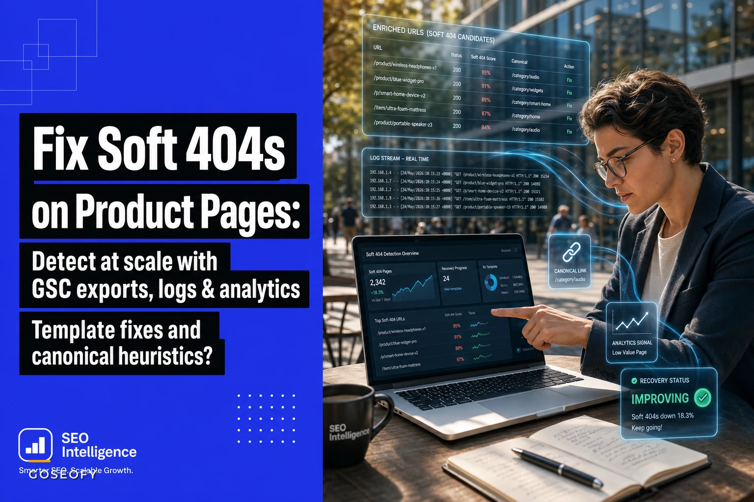Fix soft 404s on product pages: detect at scale with GSC+logs, template fixes and canonical heuristics