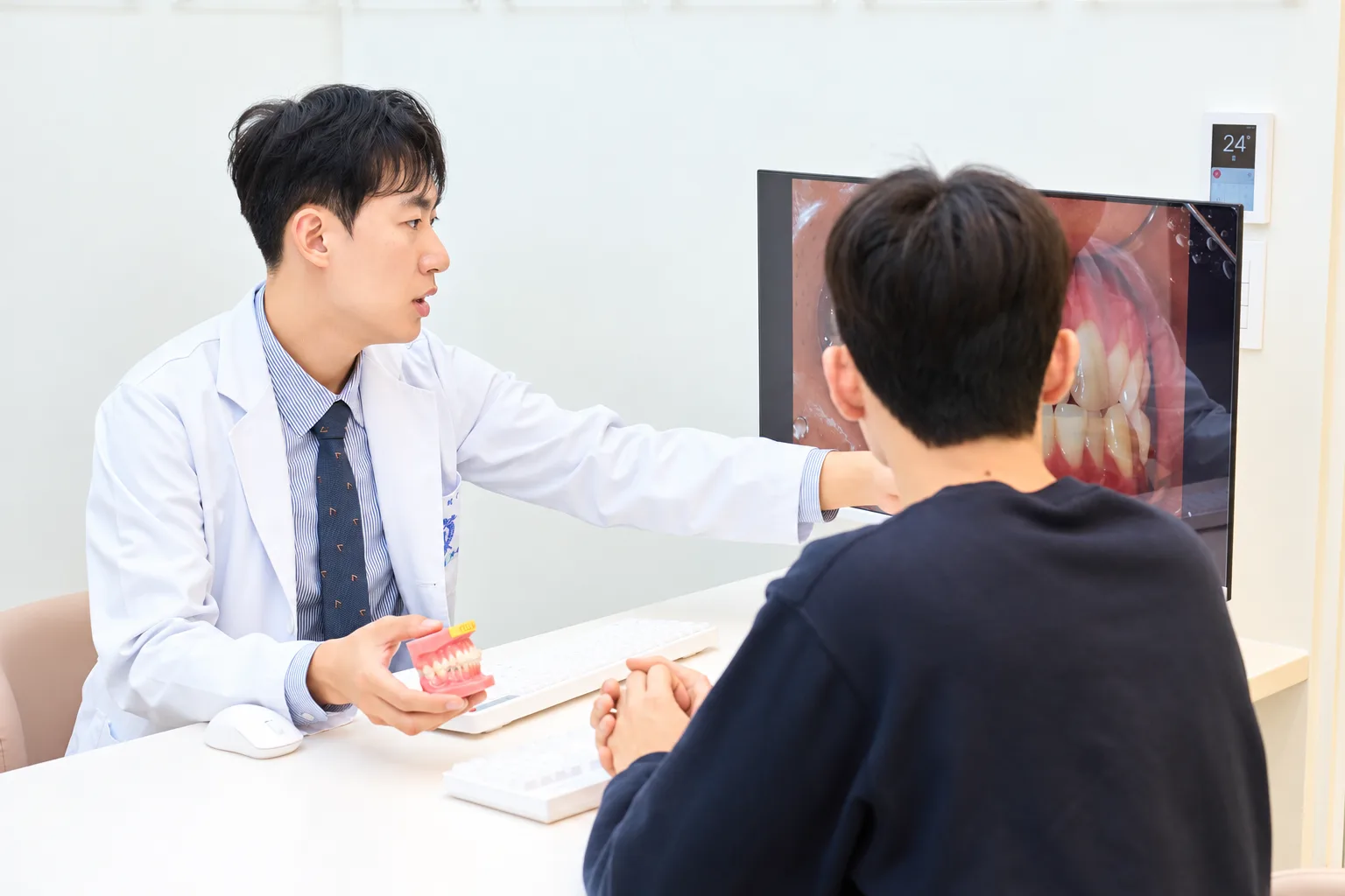치과 의사의 맞춤 상담 장면