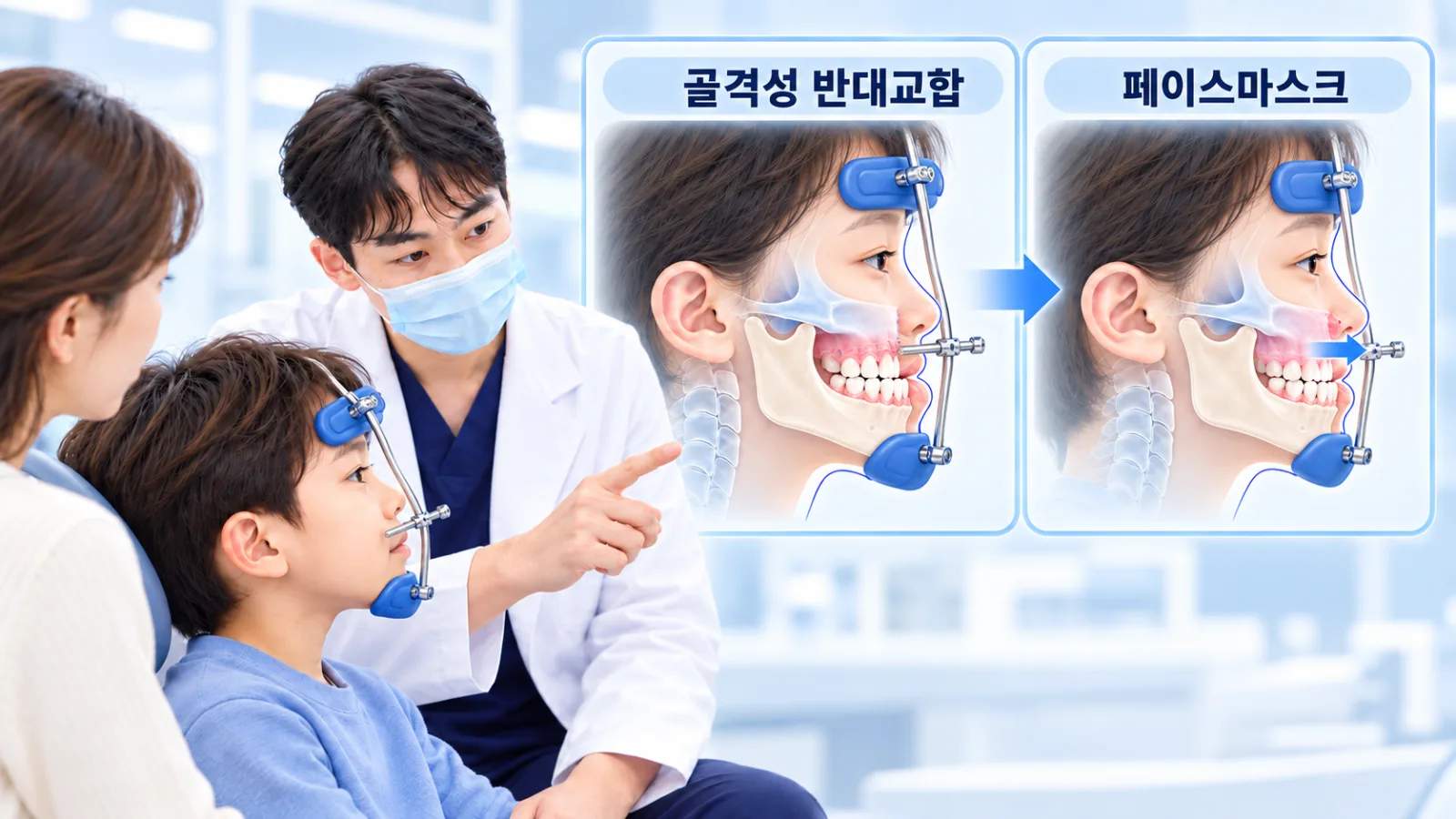 올바르게 장착된 페이스마스크 교정