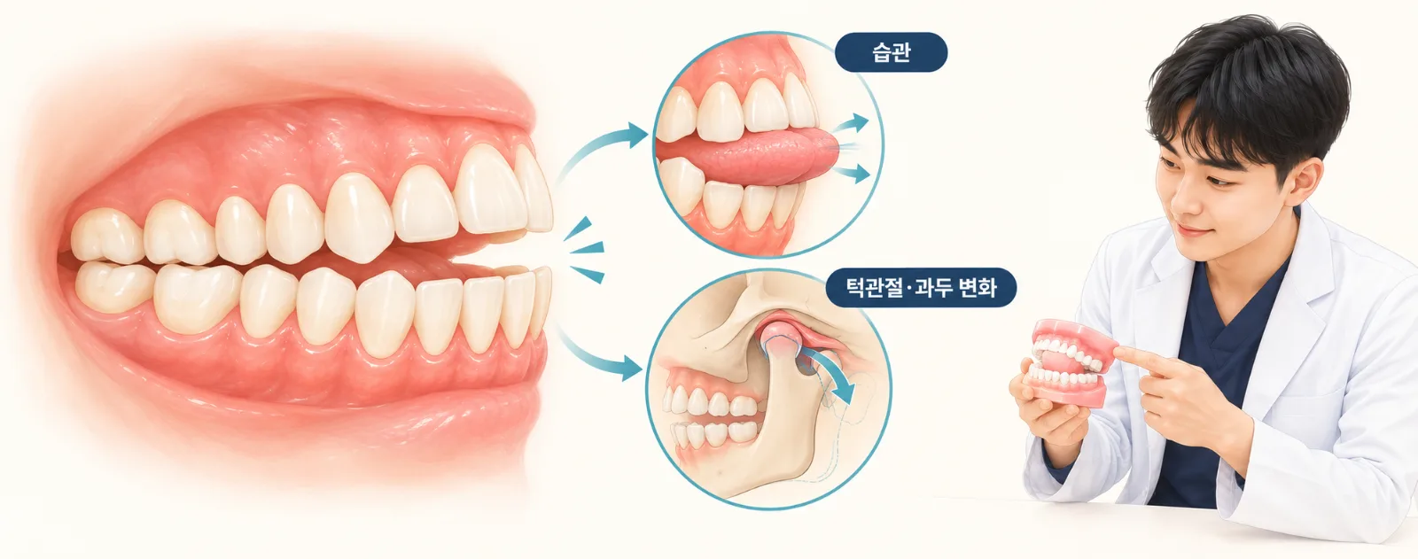습관과 턱관절 변화, 개방교합 재발