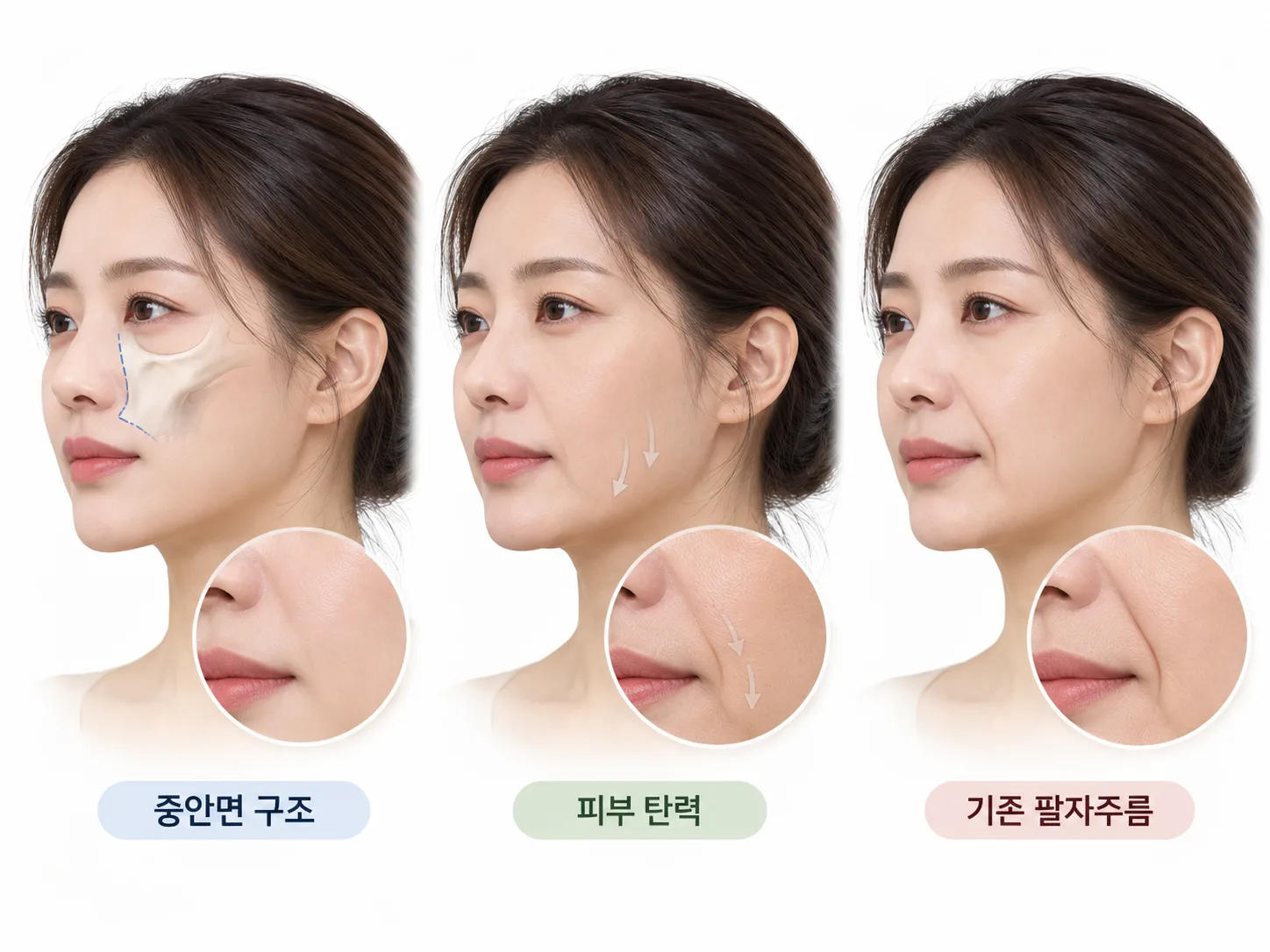 팔자주름 원인 비교 인포그래픽