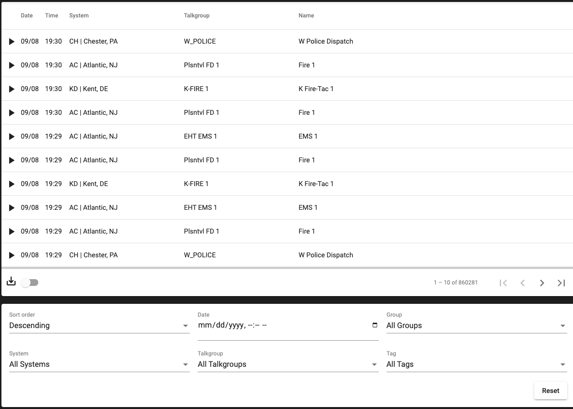 SEPARdio Transmission History