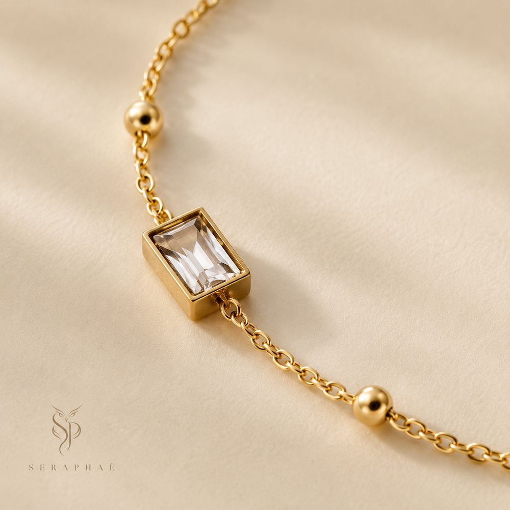 Emerald-Cut Station Bracelet — 18k gold-plated · CZ