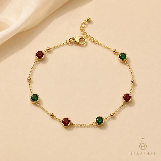 Multi-Gemstone Station Bracelet — 18k gold-plated · multi CZ