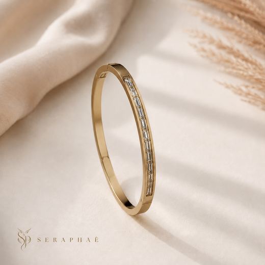 Baguette Channel Bangle — 18k gold-plated · CZ