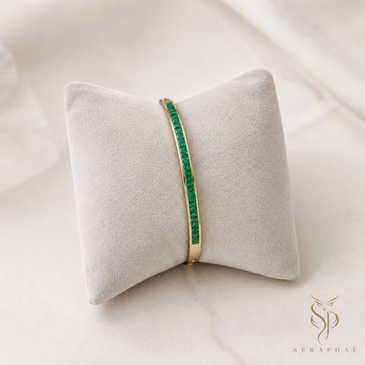Green Channel Bangle — 18k gold-plated · green CZ