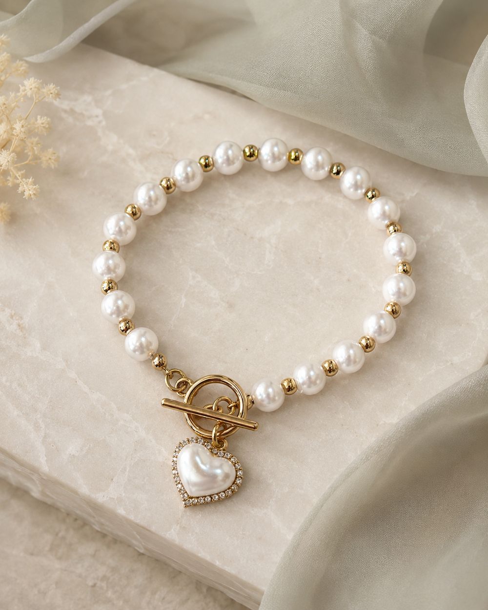 Pearl Heart Bracelet — view 1